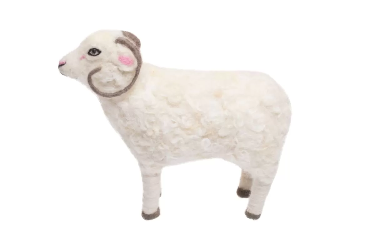 De Kulture Handmade Premium Wool Felt Ram Eco Friendly Needle Felted Stuffed Easter Ornament Ideal for Home Office Party Decoration Holiday Décor,9x3x8 (LWH) Inches